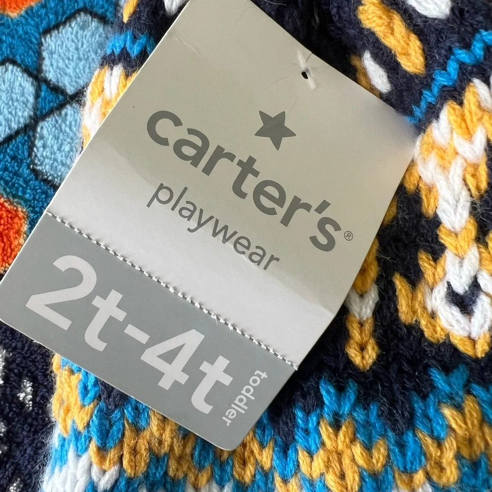 Carters Boys Fair Isle winter Hat & Mittens set NEW NWT